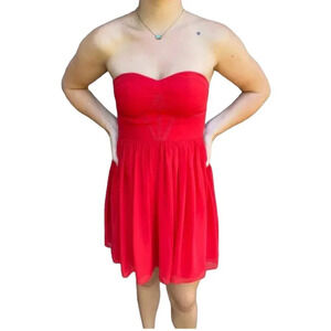 Boutique Purchased MINUET Embroidered Red Strapless Dress - size S
